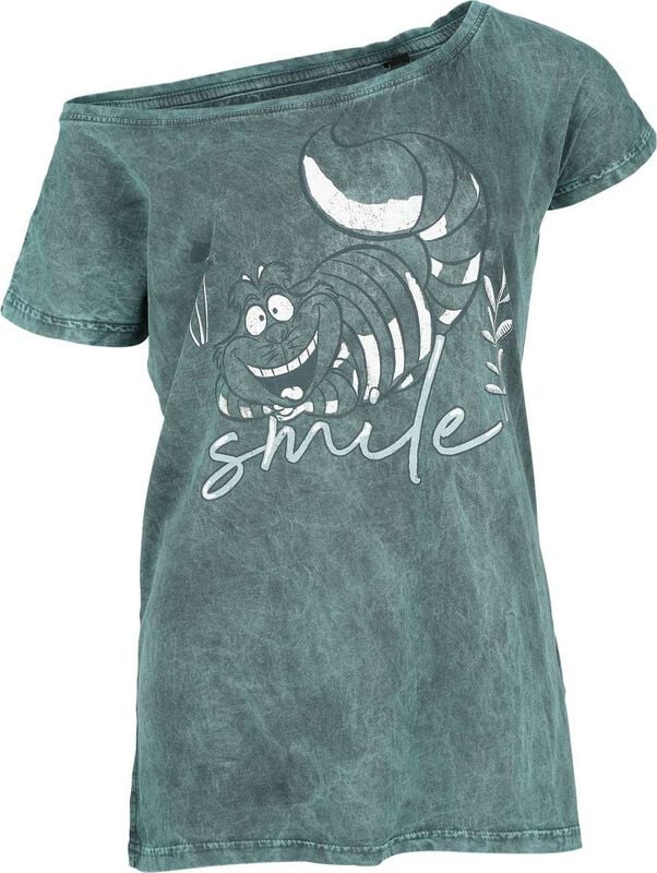 T-Shirt Manches courtes Disney de Alice Au Pays Des Merveilles - Chat du Cheshire - Sourire - S à 4XL - pour Femme - bleu - Alice Au Pays Des Merveilles