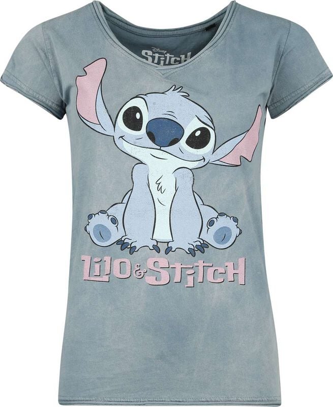 T-Shirt Manches courtes Disney de Lilo & Stitch - Stitch - Assis - S à 4XL - pour Femme - bleu - Lilo & Stitch