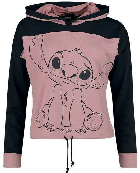 Sweat-shirt à capuche Disney de Lilo & Stitch - Sit - S à 4XL - pour Femme - noir/rose - Lilo & Stitch