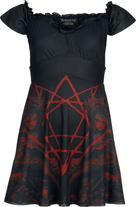 Robe courte Gothic de Alchemy by Killstar - Atargatis Mini Dress - XS à 4XL - pour Femme - noir/rouge - Alchemy by Killstar