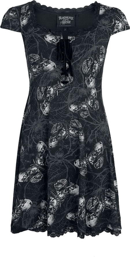 Robe courte Gothic de Alchemy by Killstar - Web Of Poison Mini Dress - XS à 4XL - pour Femme - noir/gris - Alchemy by Killstar