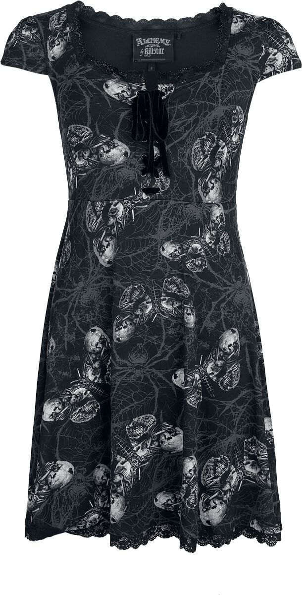Robe courte Gothic de Alchemy by Killstar - Web Of Poison Mini Dress - XS à 4XL - pour Femme - noir/gris - Alchemy by Killstar