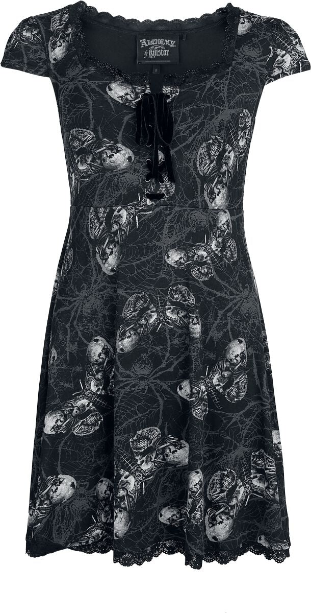 Robe courte Gothic de Alchemy by Killstar - Web Of Poison Mini Dress - XS à 4XL - pour Femme - noir/gris - Alchemy by Killstar