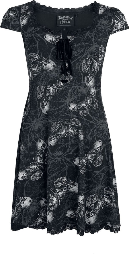 Robe courte Gothic de Alchemy by Killstar - Web Of Poison Mini Dress - XS à 4XL - pour Femme - noir/gris - Alchemy by Killstar