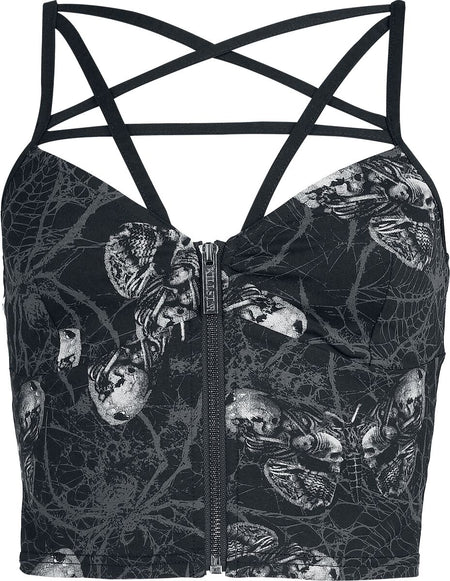 Top Gothic de Alchemy by Killstar - Alchemic Web Top - L à 4XL - pour Femme - noir/gris - Alchemy by Killstar