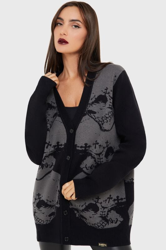 Gilets & Ponchos Gothic de Alchemy by Killstar - Headstone Knit Cardigan - XS à 4XL - pour Unisexe - noir/gris - Alchemy by Killstar