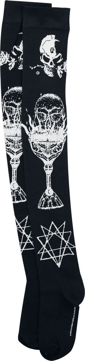 Chaussettes montantes Gothic de Alchemy by Killstar - Grail Of Loathing Knee High Socks - Standard - pour Femme - noir/blanc - Alchemy by Killstar