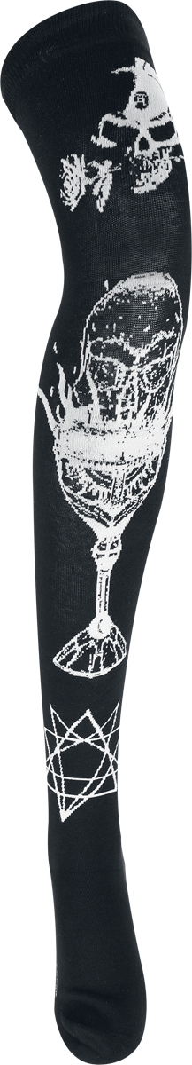 Chaussettes montantes Gothic de Alchemy by Killstar - Grail Of Loathing Knee High Socks - Standard - pour Femme - noir/blanc - Alchemy by Killstar - View 2
