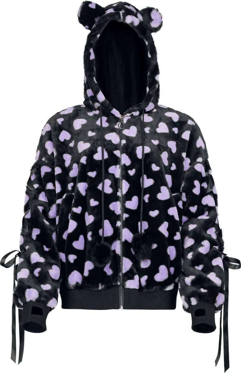 Sweat-shirt zippé à capuche Gothic de Banned Alternative - Nanami Hoodie - XS à XXL - pour Femme - noir/lilas - Banned Alternative