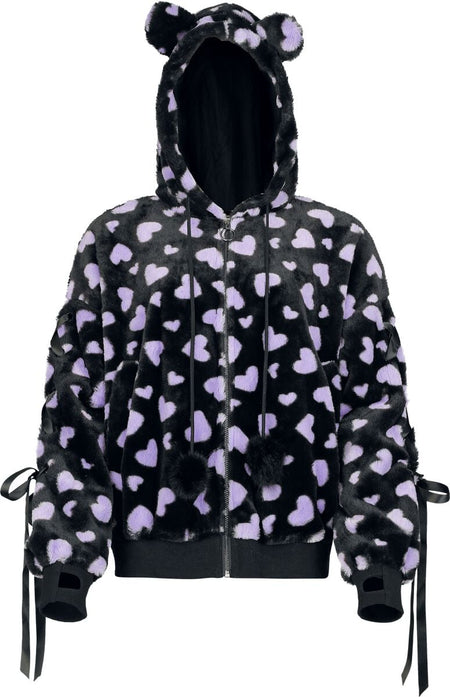 Sweat-shirt zippé à capuche Gothic de Banned Alternative - Nanami Hoodie - XS à XXL - pour Femme - noir/lilas - Banned Alternative