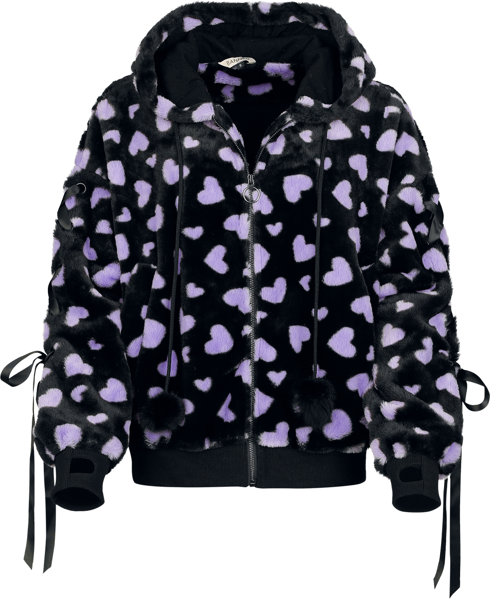 Sweat-shirt zippé à capuche Gothic de Banned Alternative - Nanami Hoodie - XS à XXL - pour Femme - noir/lilas - Banned Alternative - View 2