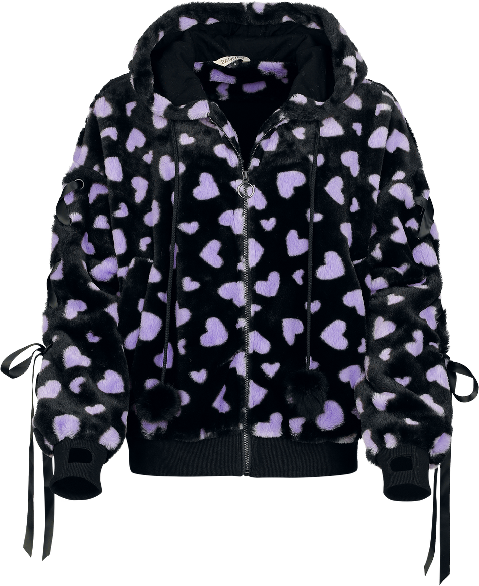 Sweat-shirt zippé à capuche Gothic de Banned Alternative - Nanami Hoodie - XS à XL - pour Femme - noir/lilas - Banned Alternative - View 2