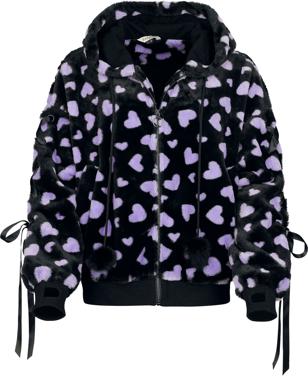 Sweat-shirt zippé à capuche Gothic de Banned Alternative - Nanami Hoodie - XS à XL - pour Femme - noir/lilas - Banned Alternative - View 2