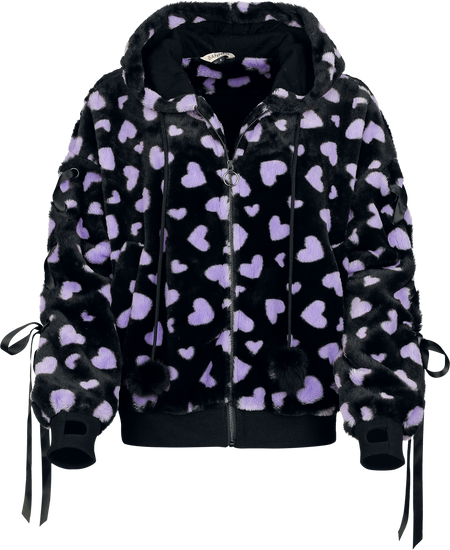 Sweat-shirt zippé à capuche Gothic de Banned Alternative - Nanami Hoodie - XS à XL - pour Femme - noir/lilas - Banned Alternative - View 2