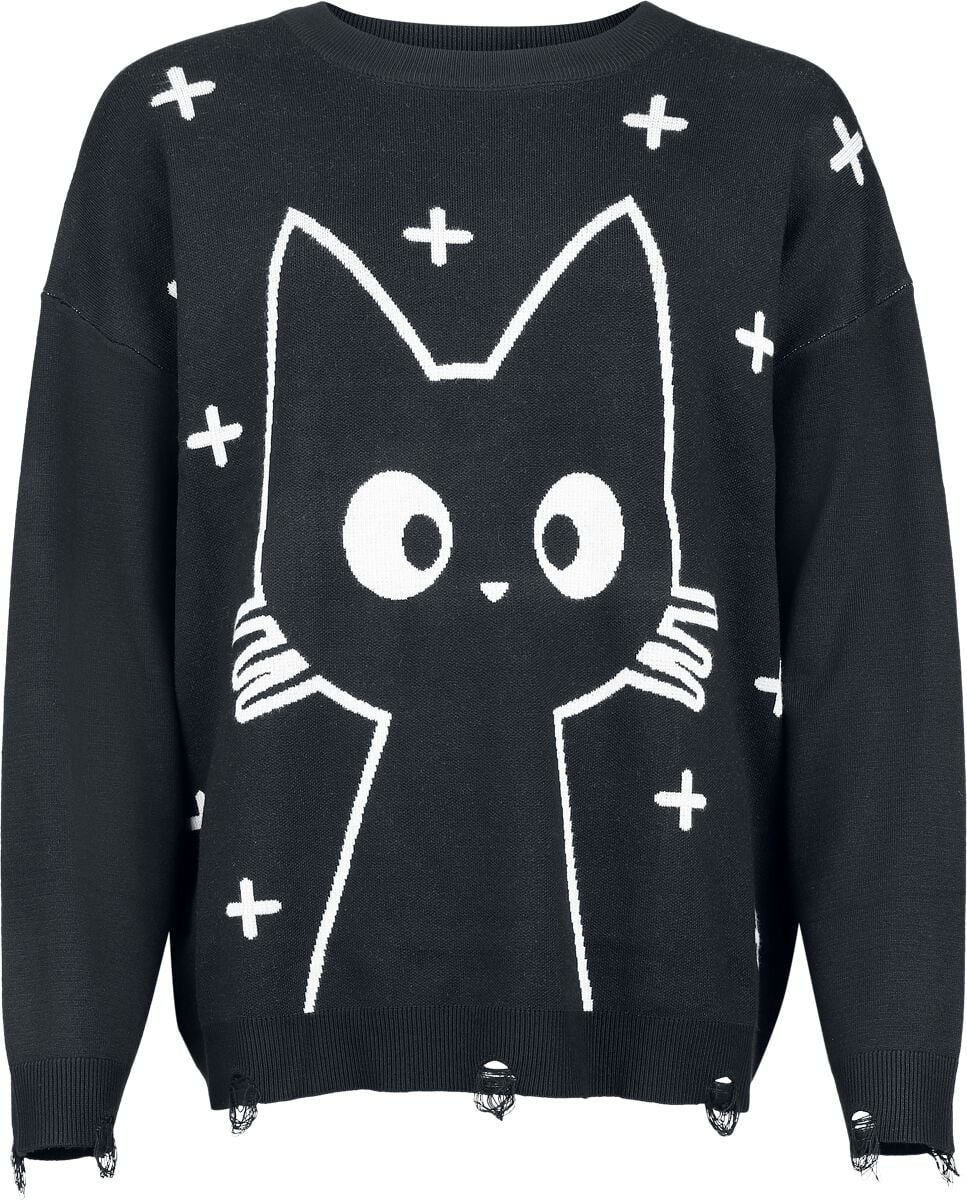 Pull tricoté Gothic de Banned Alternative - Lumi Jumper - S à 4XL - pour Femme - noir/blanc - Banned Alternative