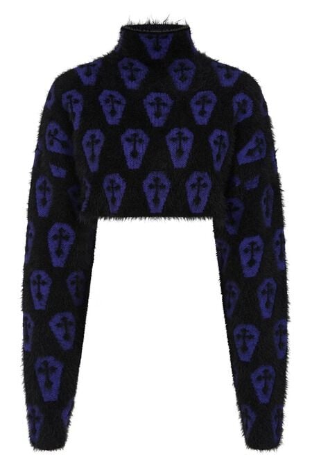Pull tricoté Gothic de Banned Alternative - Lyric Jumper - S à XL - pour Femme - noir/lilas - Banned Alternative