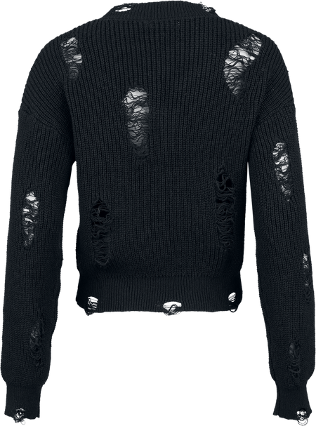 Pull tricoté Gothic de Banned Alternative - Kara Vex Jumper - S à 4XL - pour Femme - noir/blanc - Banned Alternative - View 2
