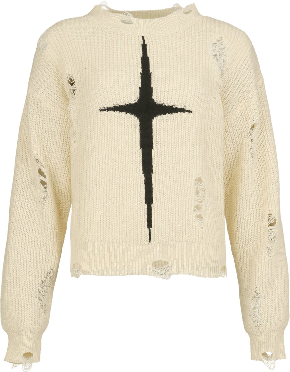 Pull tricoté Gothic de Banned Alternative - Kara Vex Jumper - S à XL - pour Femme - beige/noir - Banned Alternative