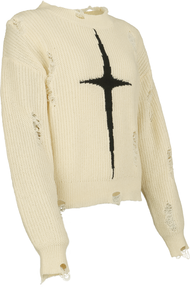 Pull tricoté Gothic de Banned Alternative - Kara Vex Jumper - S à XL - pour Femme - beige/noir - Banned Alternative - View 2
