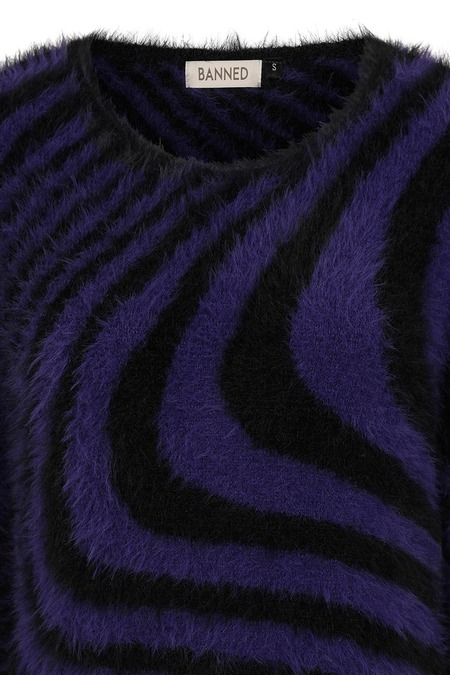 Pull tricoté Gothic de Banned Alternative - Daphne Jumper - S à L - pour Femme - lilas/noir - Banned Alternative - View 2