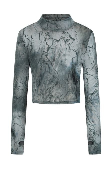T-shirt manches longues Gothic de Banned Alternative - Dysnomia Top - XS à XXL - pour Femme - gris/bleu - Banned Alternative
