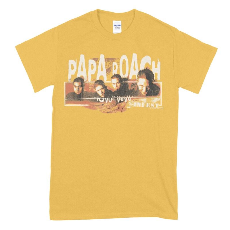 T-Shirt Manches courtes  de Papa Roach - Heads - S à XXL - pour Homme - jaune - Papa Roach