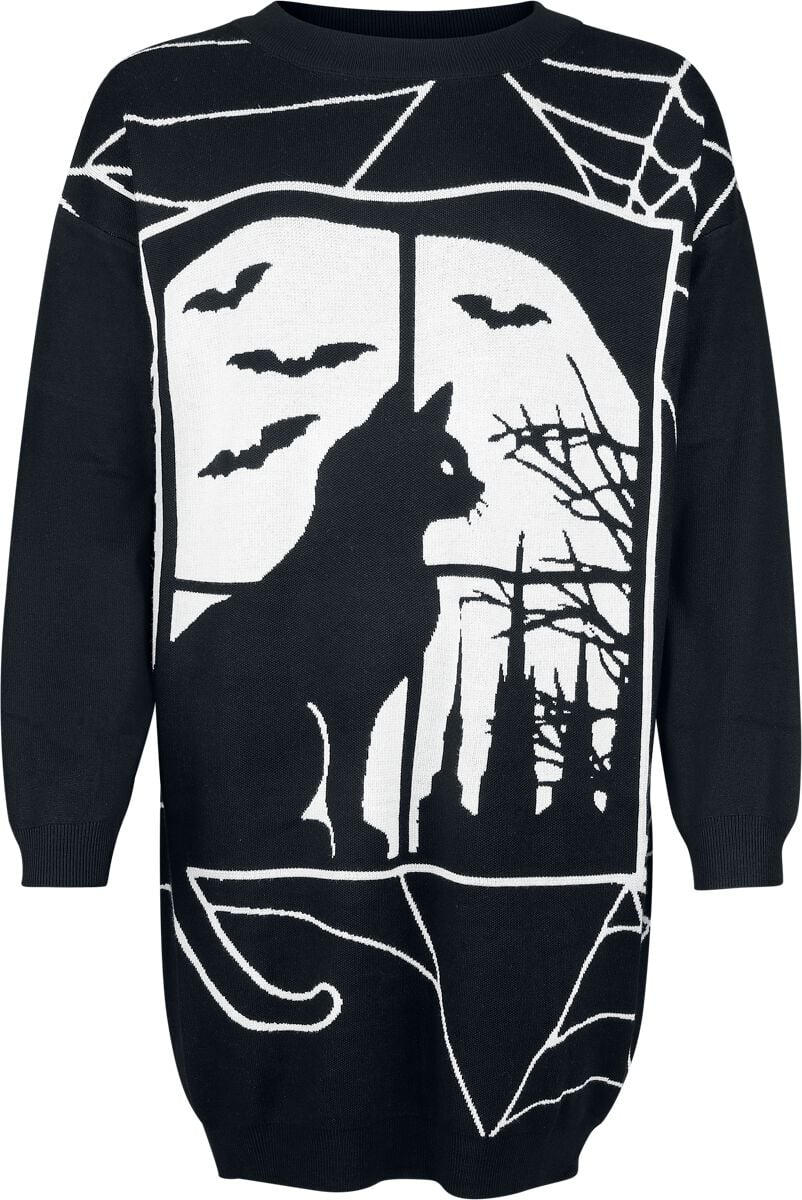 Robe mi-longue Gothic de Banned Alternative - Lunaire Knit Dress - S à 4XL - pour Femme - noir/blanc - Banned Alternative
