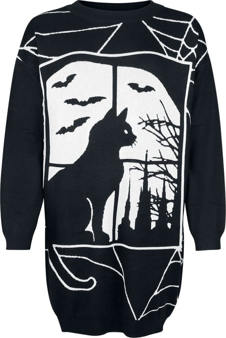 Robe mi-longue Gothic de Banned Alternative - Lunaire Knit Dress - S à 4XL - pour Femme - noir/blanc - Banned Alternative