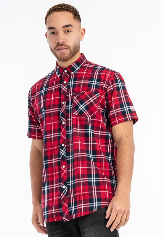 Chemise manches courtes  de Lonsdale London - Brixworth - S à 3XL - pour Homme - rouge/marine - Lonsdale London
