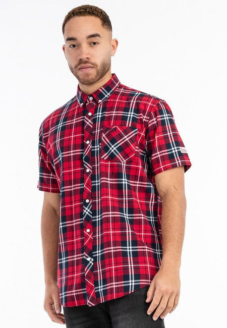 Chemise manches courtes  de Lonsdale London - Brixworth - S à 3XL - pour Homme - rouge/marine - Lonsdale London