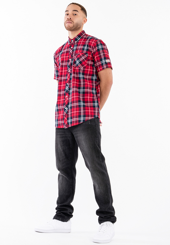 Chemise manches courtes  de Lonsdale London - Brixworth - S à 3XL - pour Homme - rouge/marine - Lonsdale London - View 2