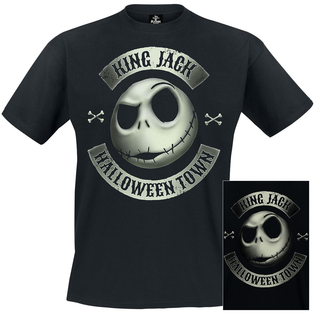 T-Shirt Manches courtes Disney de L'Étrange Noël De Monsieur Jack - Jack - Glow - S à 3XL - pour Homme - noir - L'Étrange Noël De Monsieur Jack