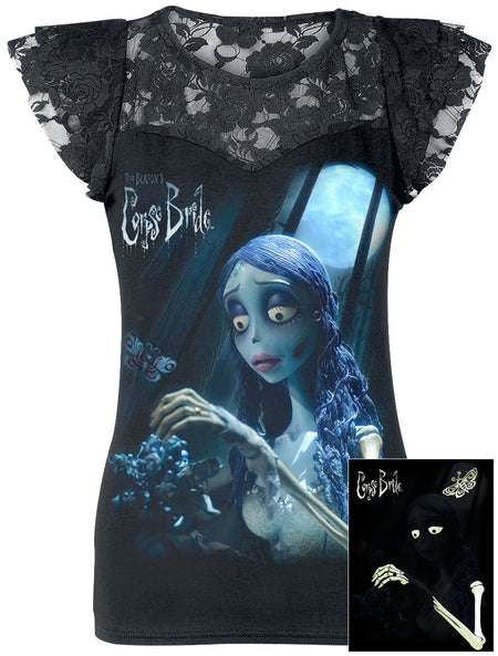 T-Shirt Manches courtes  de Les Noces Funèbres - Emily - Glow In The Dark - S à XXL - pour Femme - noir - Les Noces Funèbres