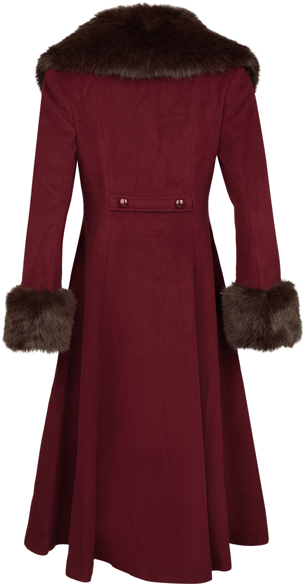 Manteaux Rockabilly de Banned Retro - Manteau en fausse fourrure Martha - XS à 4XL - pour Femme - rouge/marron - Banned Retro - View 2