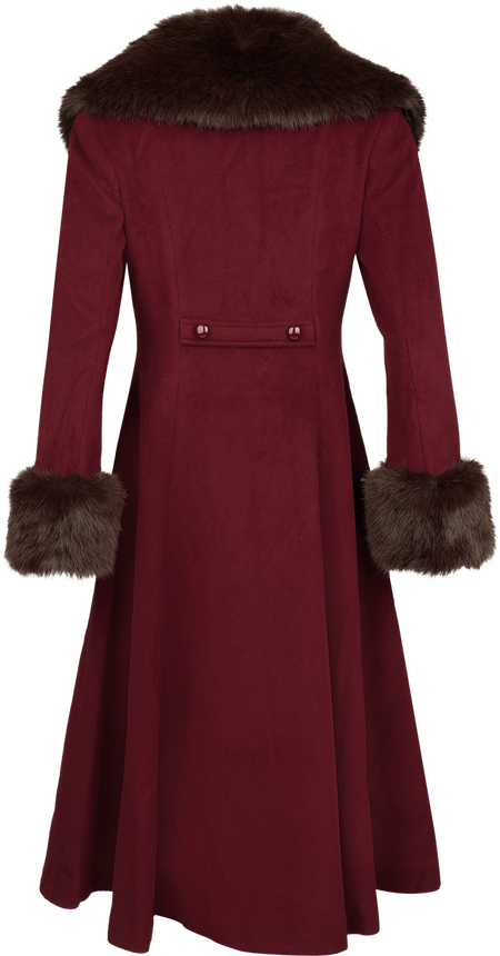 Manteaux Rockabilly de Banned Retro - Manteau en fausse fourrure Martha - XS à 4XL - pour Femme - rouge/marron - Banned Retro - View 2