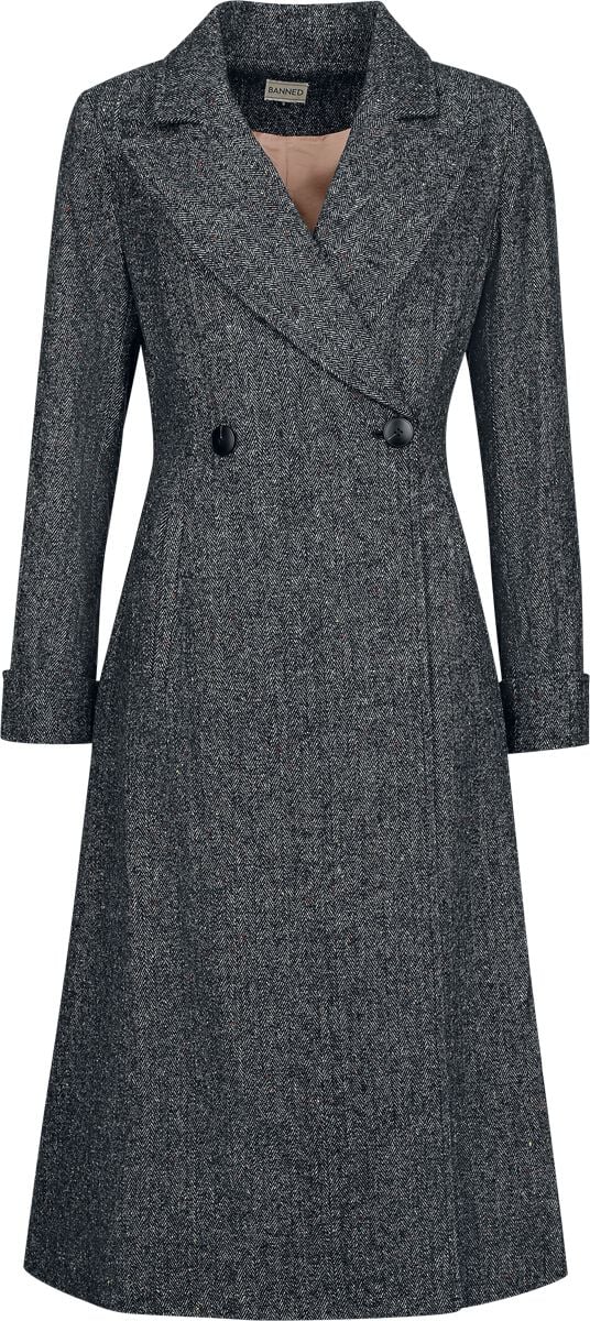 Manteaux Rockabilly de Banned Retro - Abigal Coat - XS à 4XL - pour Femme - gris - Banned Retro