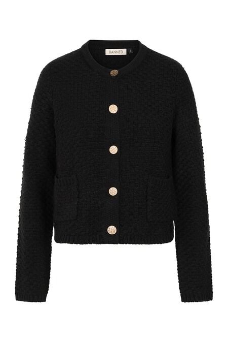 Gilets & Ponchos Rockabilly de Banned Retro - Victoria - Gilet Laine Mélangée - S à 4XL - pour Femme - noir - Banned Retro