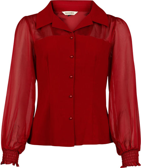 Chemisier Rockabilly de Banned Retro - Bonnie Blouse - XS à XXL - pour Femme - rouge - Banned Retro