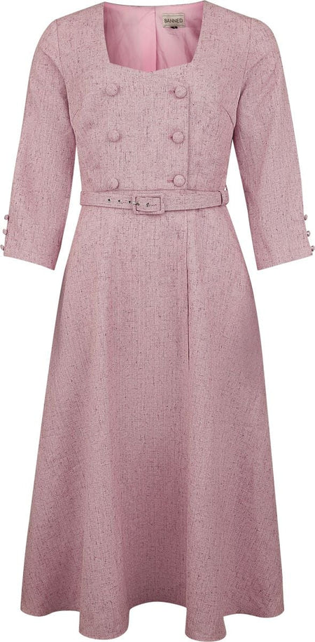 Robe mi-longue Rockabilly de Banned Retro - Isobel Dress - XS à XXL - pour Femme - rose clair - Banned Retro