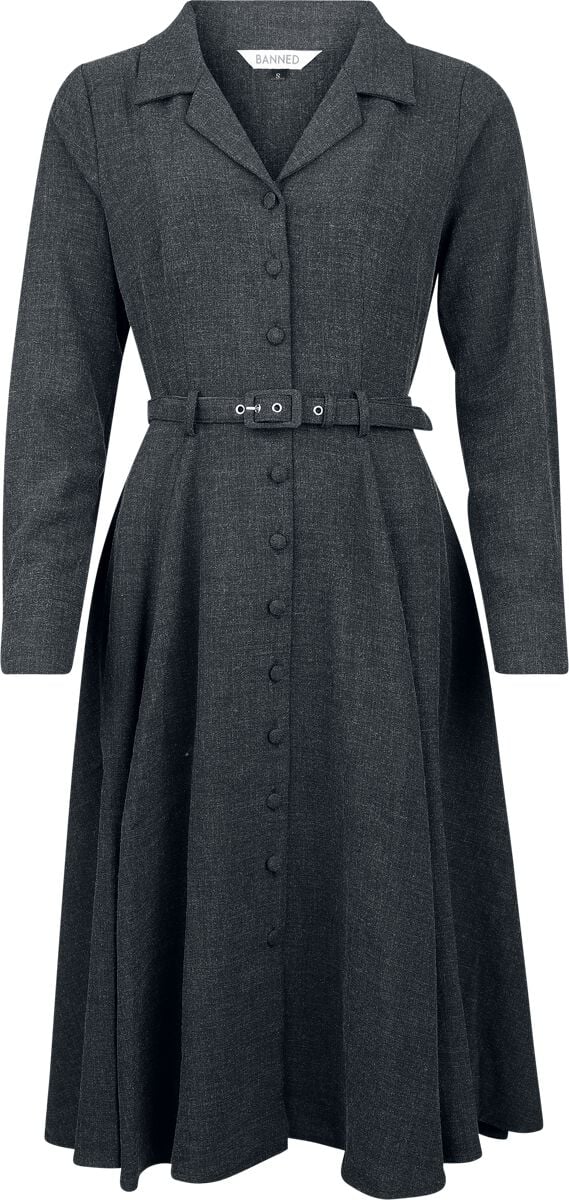 Robe mi-longue Rockabilly de Banned Retro - Marigold Dress - XS à 4XL - pour Femme - noir - Banned Retro
