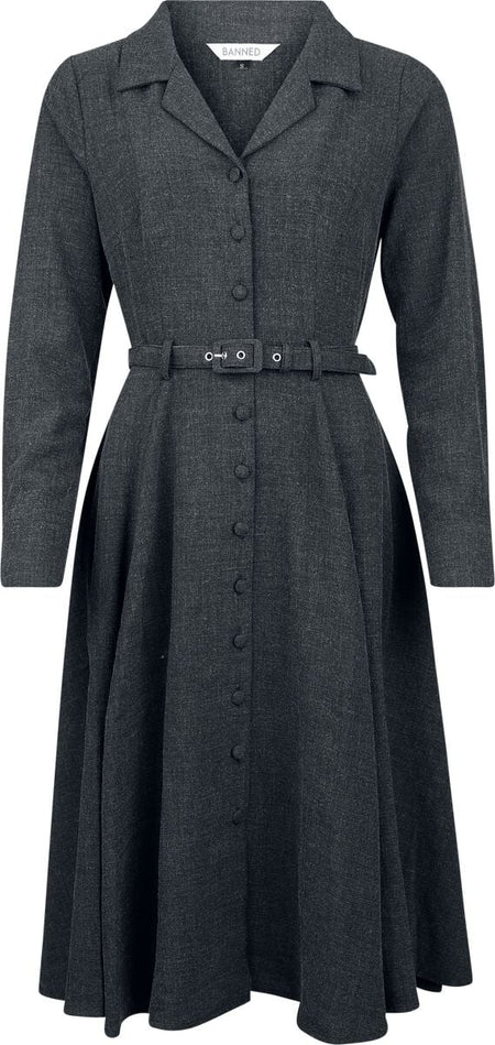 Robe mi-longue Rockabilly de Banned Retro - Marigold Dress - XS à 4XL - pour Femme - noir - Banned Retro