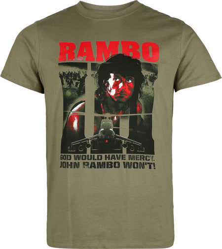 T-Shirt Manches courtes  de Rambo - God would have no mercy - S à XXL - pour Homme - kaki - Rambo