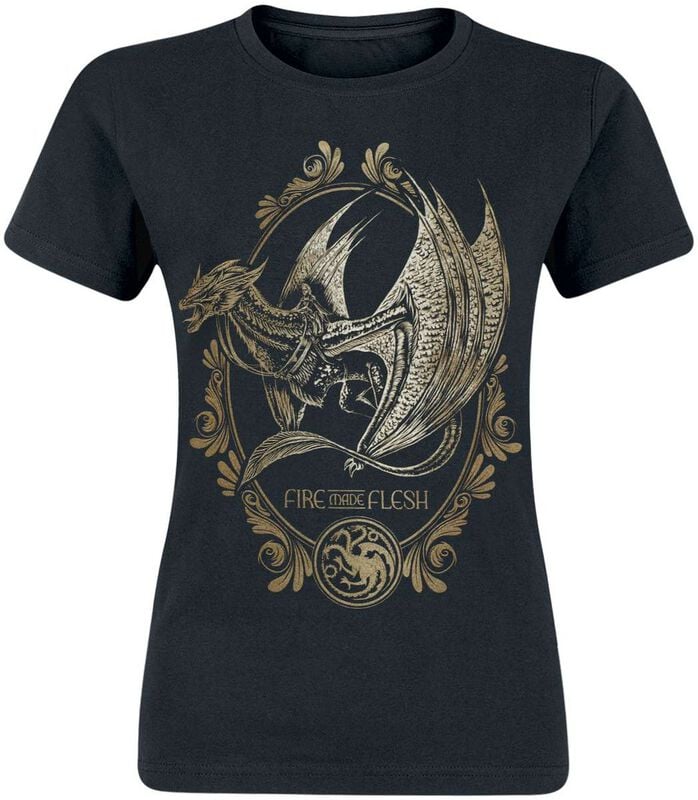 T-Shirt Manches courtes  de Game Of Thrones - House of the Dragon - Fire Made Flesh - S à XXL - pour Femme - noir - Game Of Thrones