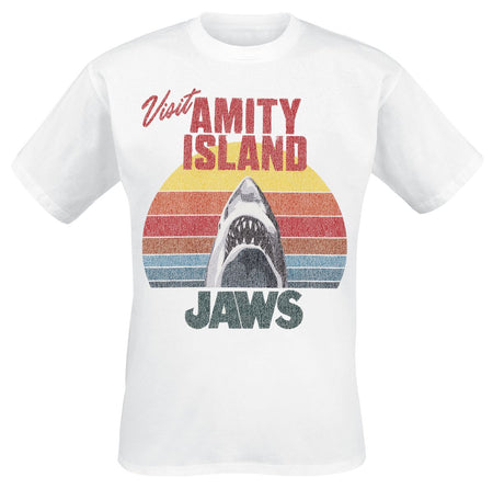 T-Shirt Manches courtes  de Jaws - Les Dents de la Mer - Visit Amity Island - S à XXL - pour Homme - blanc - Jaws