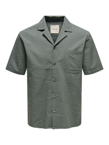 Chemise manches courtes  de ONLY and SONS - ONSEYE RESORT SEERS 0009 SHIRT NOOS - S à L - pour Homme - vert - ONLY and SONS
