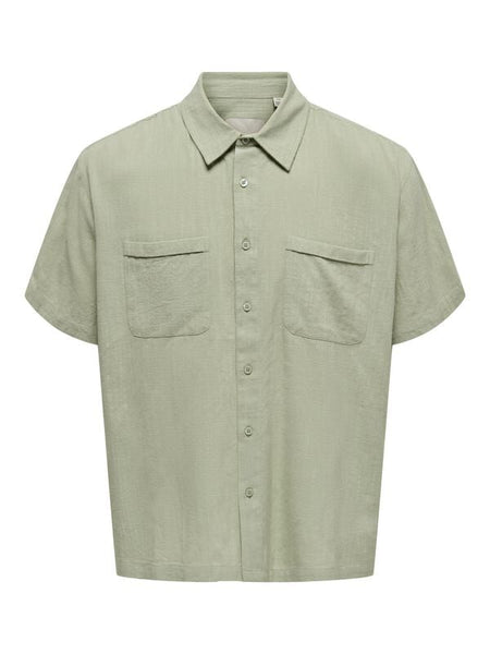 Chemise manches courtes  de ONLY and SONS - ONSCHARLES - Chemise - S à XL - pour Homme - vert - ONLY and SONS