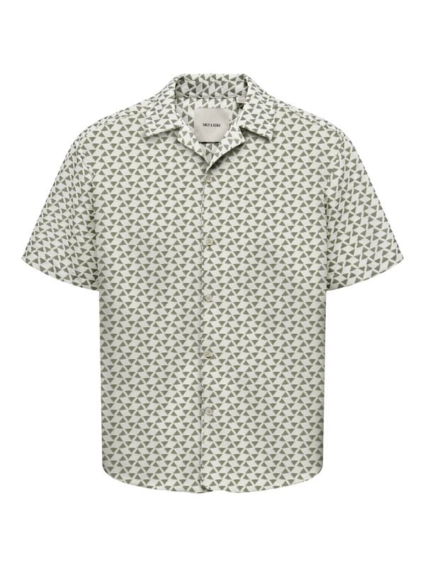 Chemise manches courtes  de ONLY and SONS - ONSCHARMY SS RESORT AOP SHIRT - S à M - pour Homme - vert/blanc - ONLY and SONS