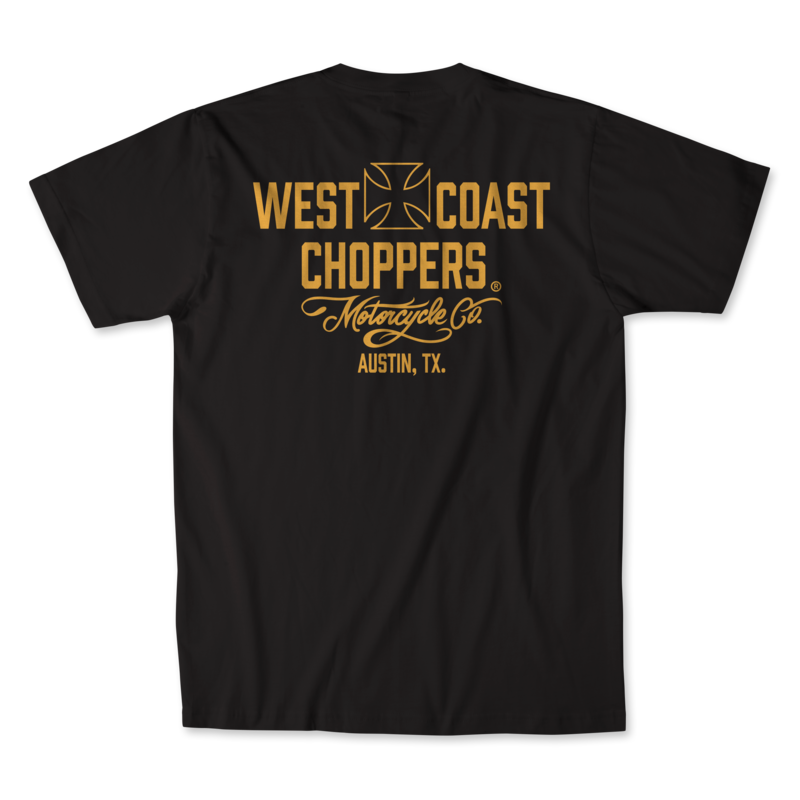 T-Shirt Manches courtes  de West Coast Choppers - WCC - Motorcycle - T-shirt Noir & Jaune - S à XL - pour Homme - noir - West Coast Choppers - View 2