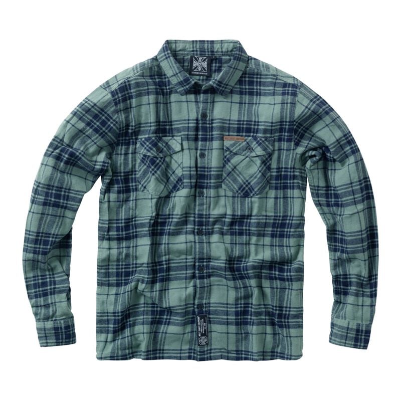 Chemise manches longues  de West Coast Choppers - WCC Rigid Flannel Green/Navy - S à 4XL - pour Homme - vert/bleu - West Coast Choppers