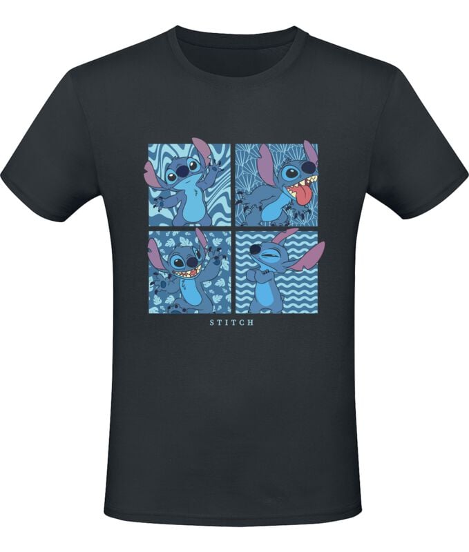 T-Shirt Manches courtes Disney de Lilo & Stitch - Stitch in 4 Boxes - S à L - pour Homme - noir - Lilo & Stitch